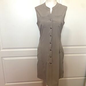 Daily Sports Sleeveless Shift Athletic Athleisure Dress Khaki Tan Size Small